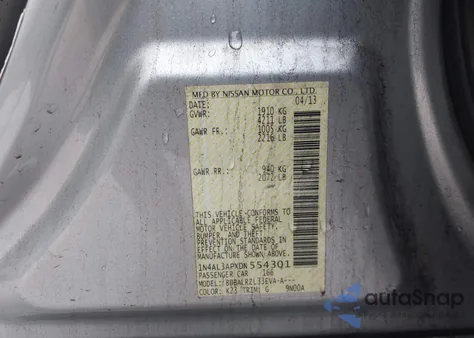 2013 Nissan Altima 2.5 S из США, поврежденный, VIN 1N4AL3APXDN554301